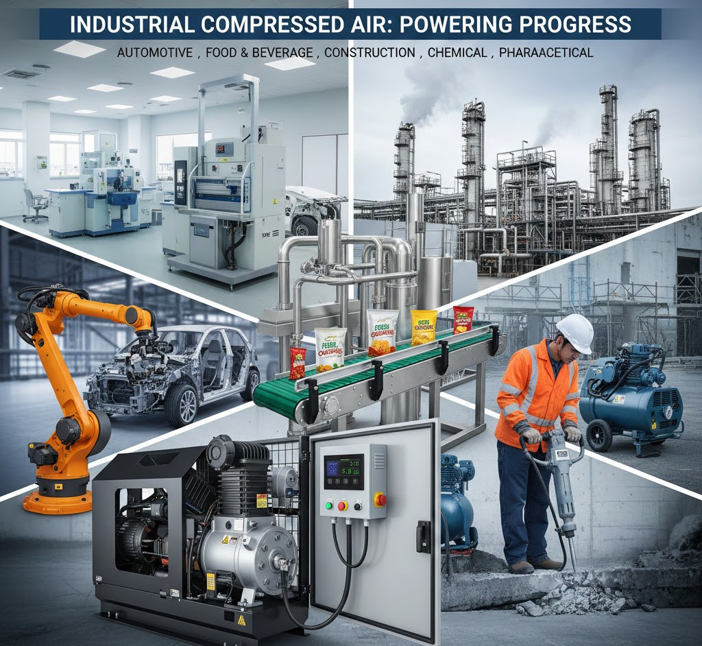 Ứng dụng máy nén khí trong các ngành công nghiệp.