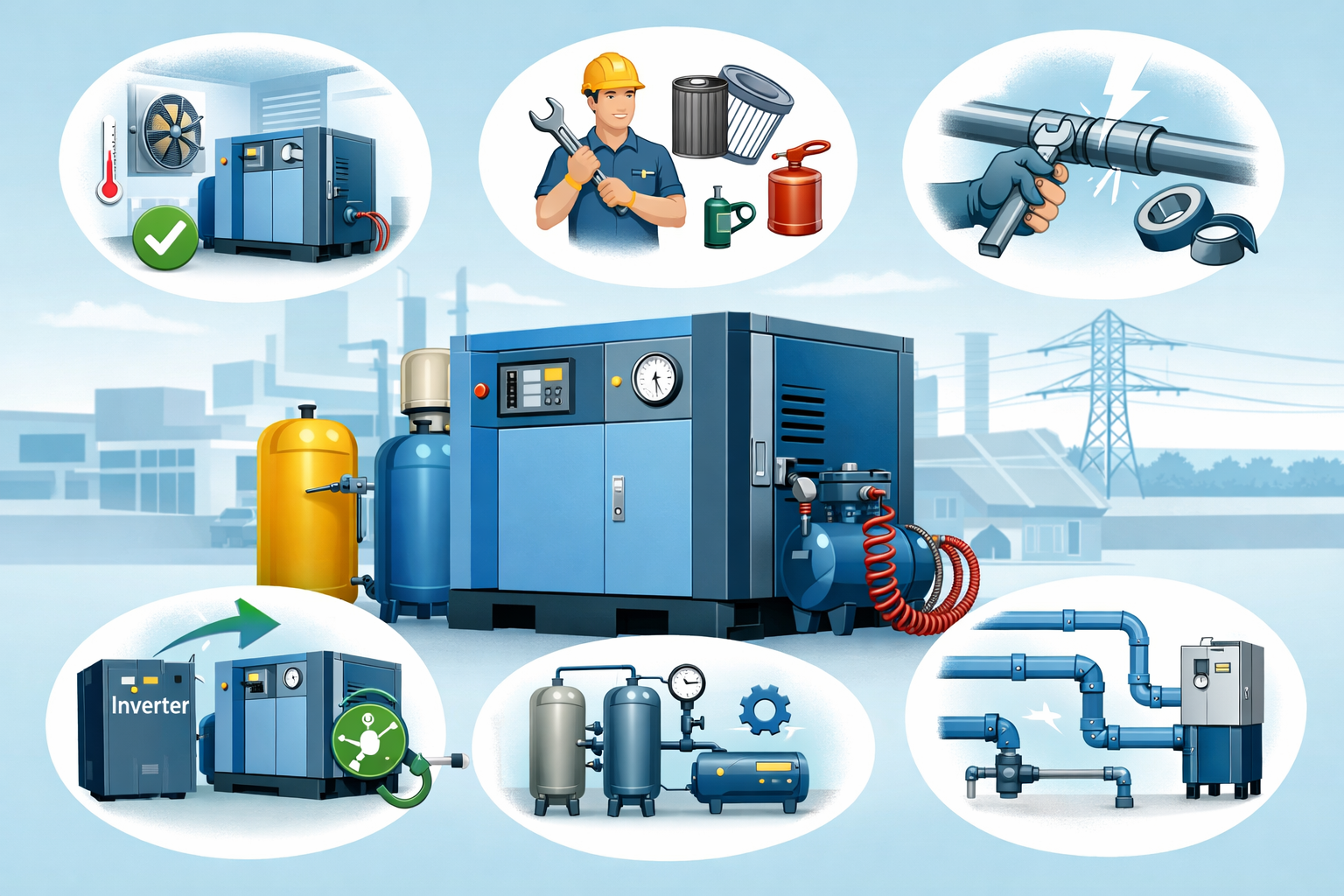 Cách Giảm Hao Phí Điện Năng Khi Vận Hành Máy Nén Khí