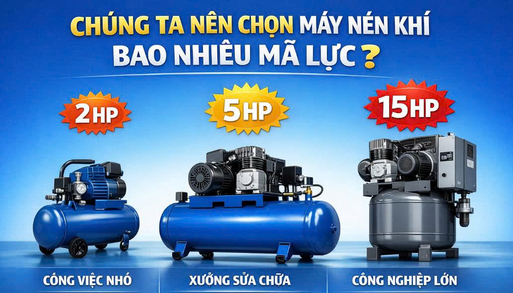 Chúng ta nên chọn máy nén khí bao nhiêu mã lực