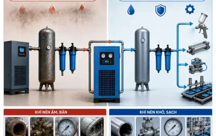 Máy Sấy Khí Tác Động Đến Hệ Thống Khí Nén Như Thế Nào