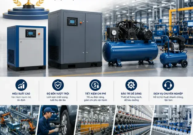 Top Máy Nén Khí Công Nghiệp Được Doanh Nghiệp Chọn Nhiều