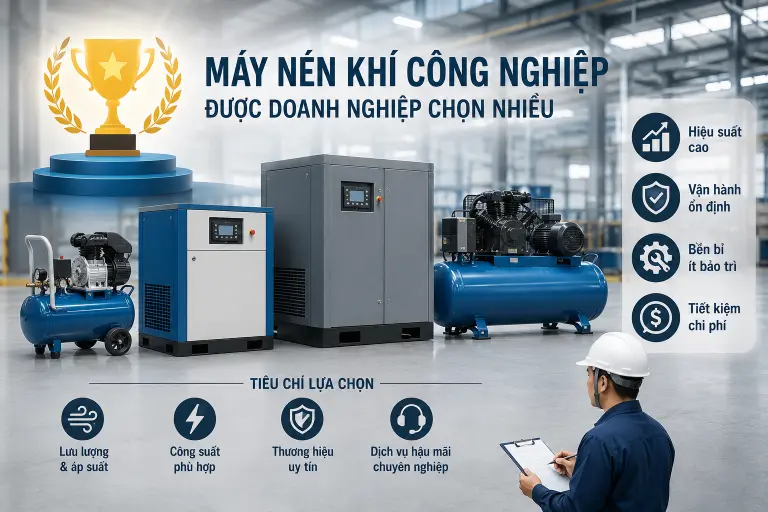 Top Máy Nén Khí Công Nghiệp Được Doanh Nghiệp Chọn Nhiều