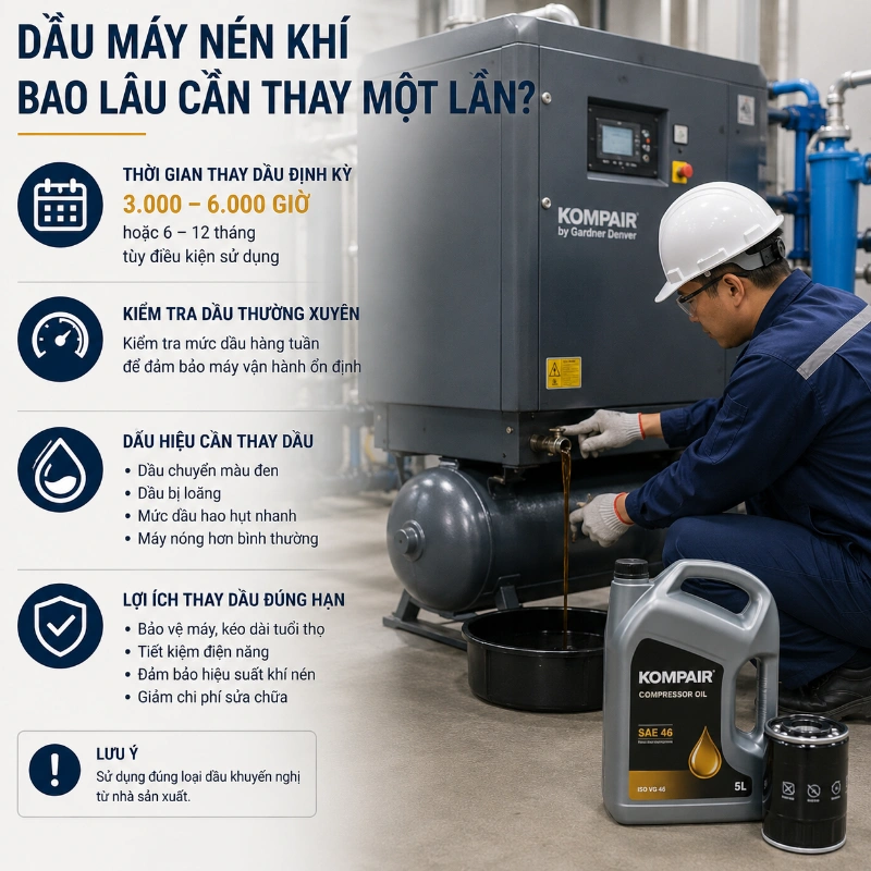 Dầu Máy Nén Khí Bao Lâu Cần Thay Một Lần