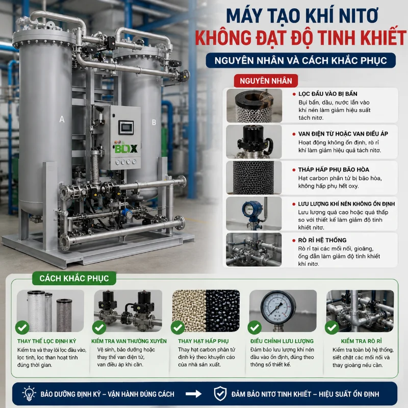 Máy Tạo Khí Nitơ Không Đạt Độ Tinh Khiết