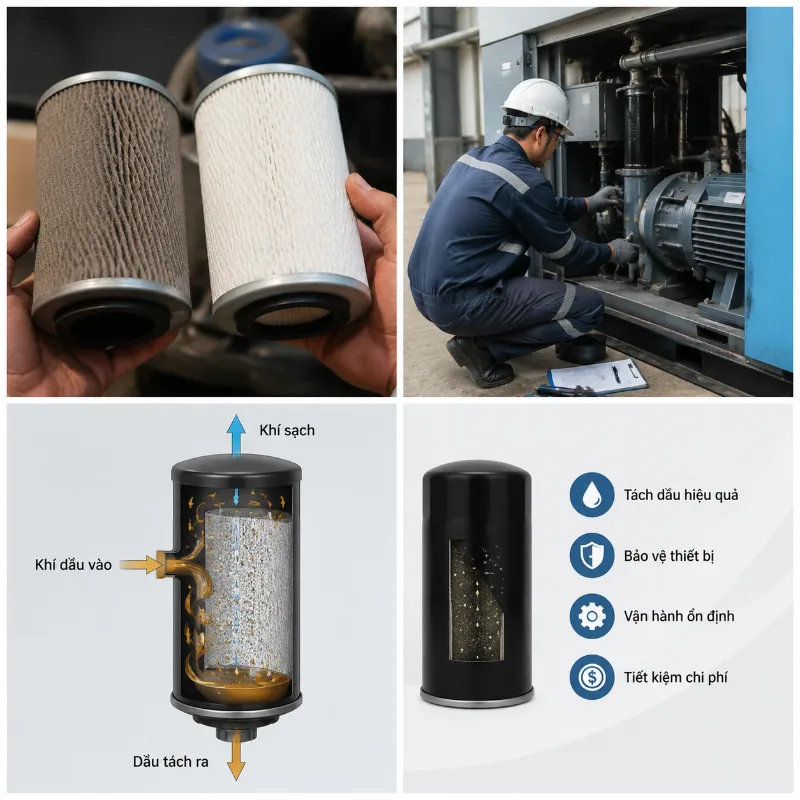 Tách Dầu Máy Nén Khí Có Vai Trò Gì