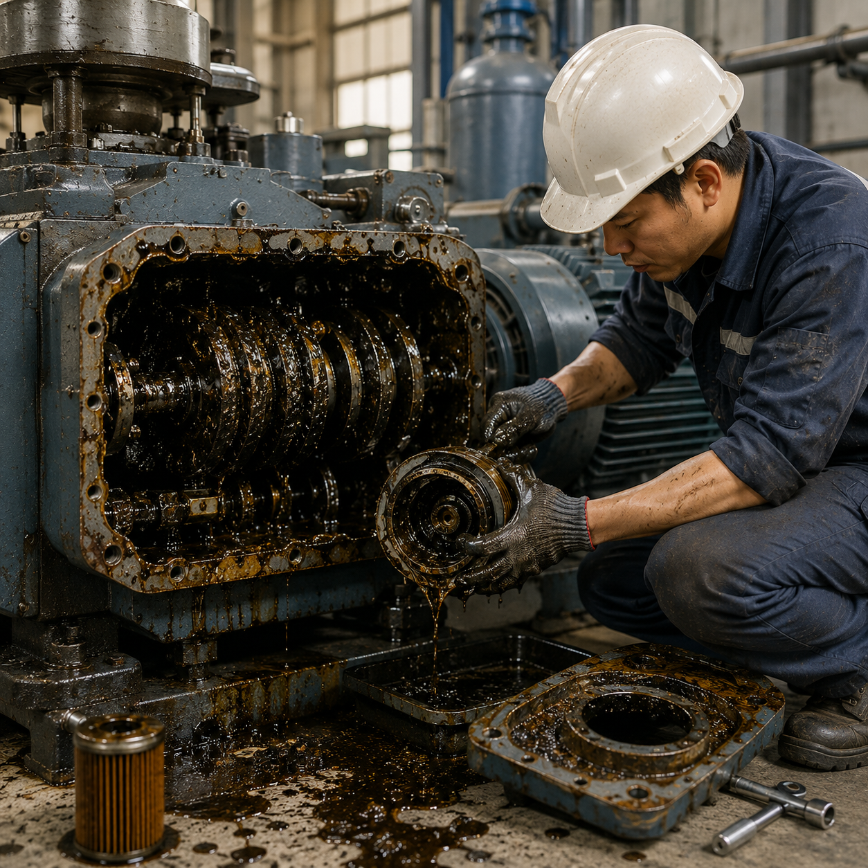 Máy Nén Khí Bị Keo Dầu
